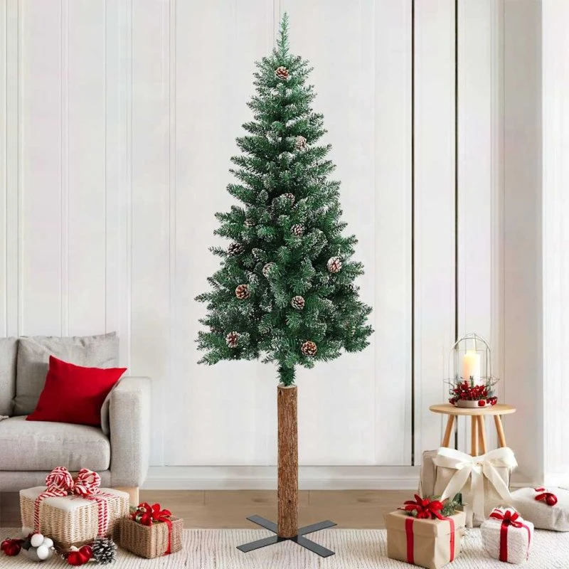 vidaXL smalt juletræ 210 cm PVC grøn med hvid sne