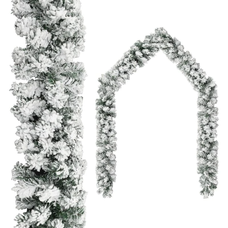 vidaXL juleguirlande med puddersne 5 m PVC grøn