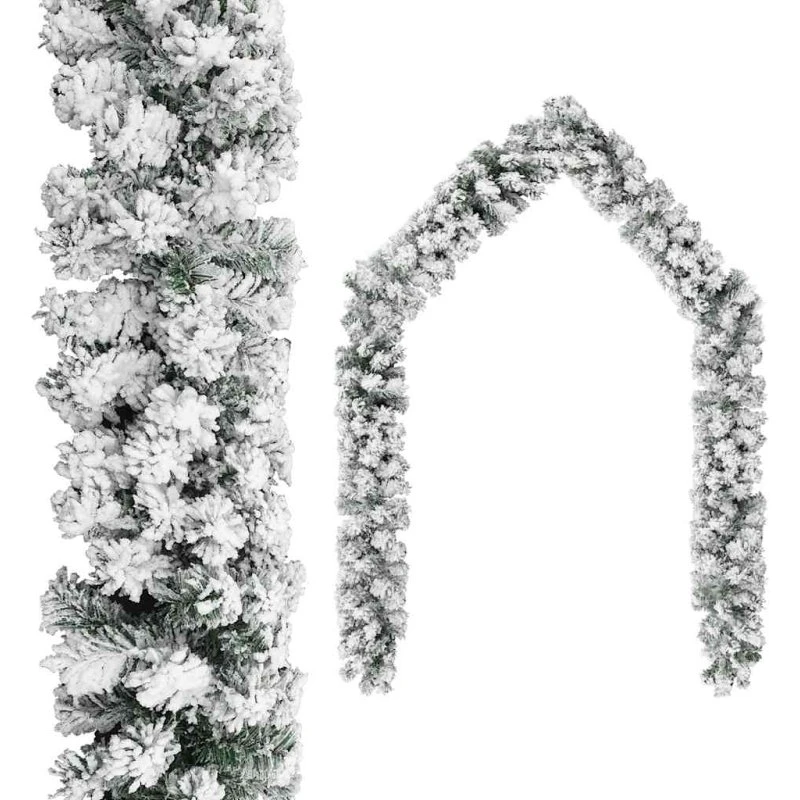 vidaXL juleguirlande med puddersne 20 m PVC, grøn