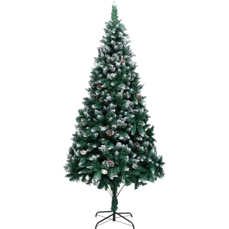 vidaXL kunstigt juletræ med grankogler og hvid sne, 240 cm