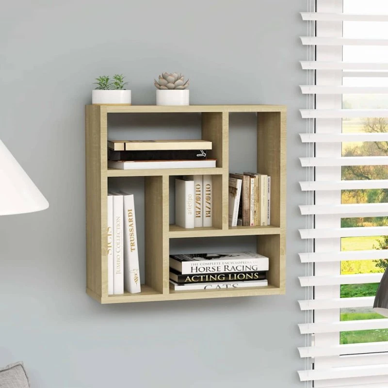 vidaXL væghylde 45,1x16x45,1 cm konstrueret træ sonoma-eg
