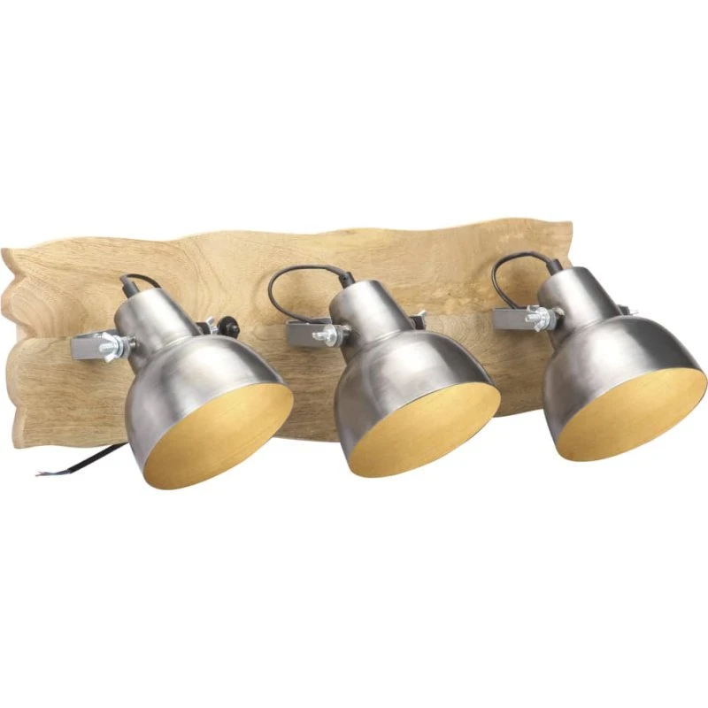 vidaXL Industriel væglampe 68x23 cm E27 mangotræ sølvfarvet