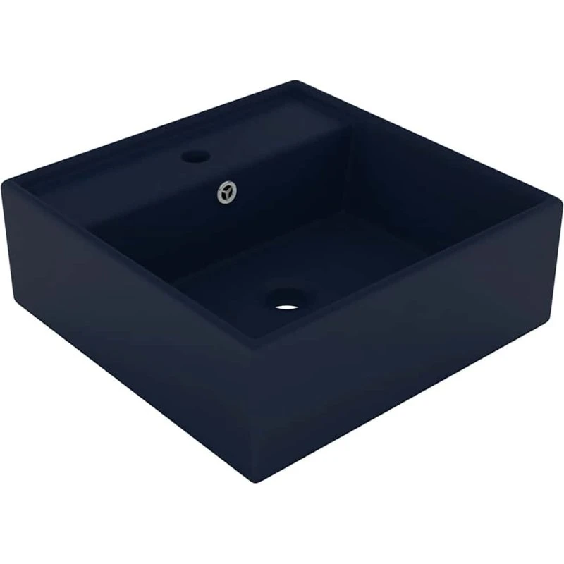 vidaXL håndvask 41x41 cm keramisk firkantet mat mørkeblå