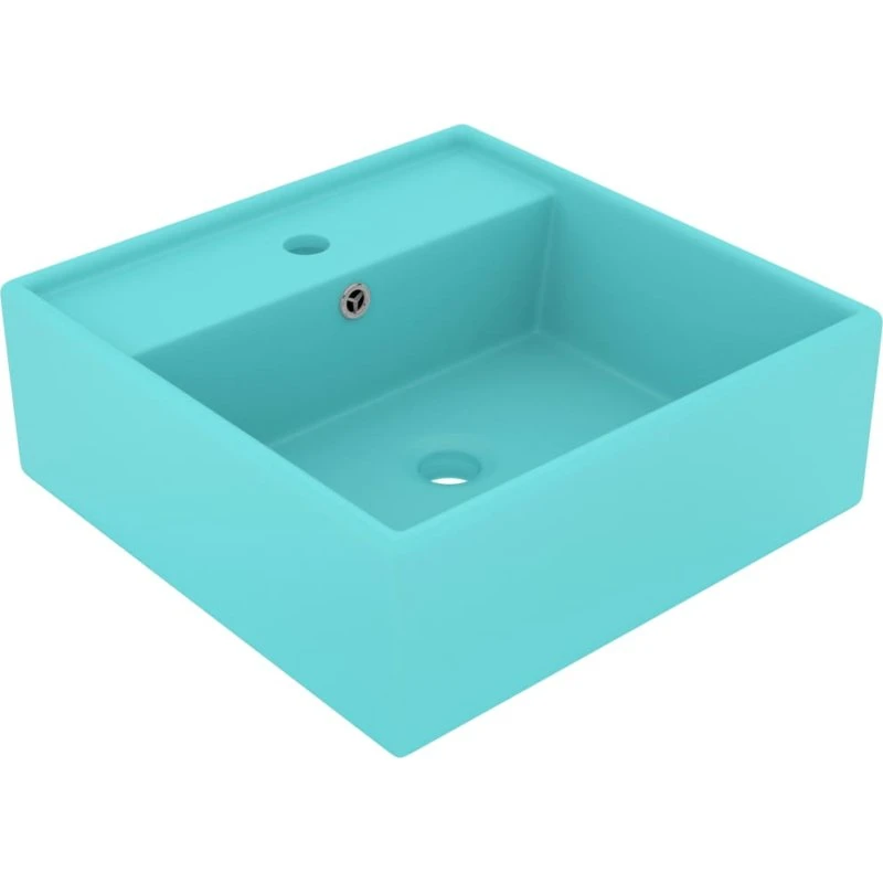 vidaXL luksus håndvask 41x41 cm keramik firkantet mat lysegrøn