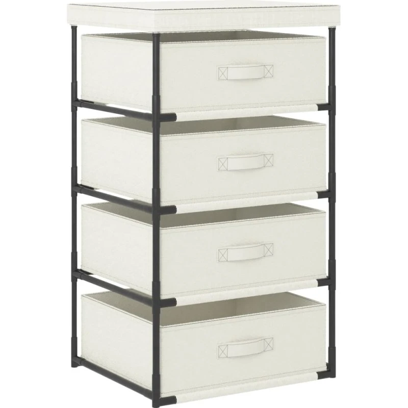 vidaXL opbevaringsmøbel 4 stofkurve creme 45x38x80 cm