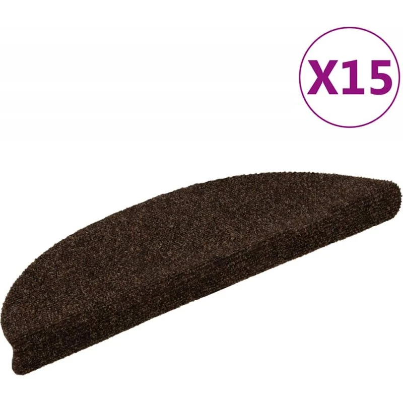 vidaXL trappemåtter selvklæbende 15 stk 56x17x3 cm brun