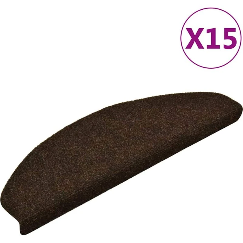vidaXL selvklæbende trappemåtter 15 stk 65x21x4 cm brun