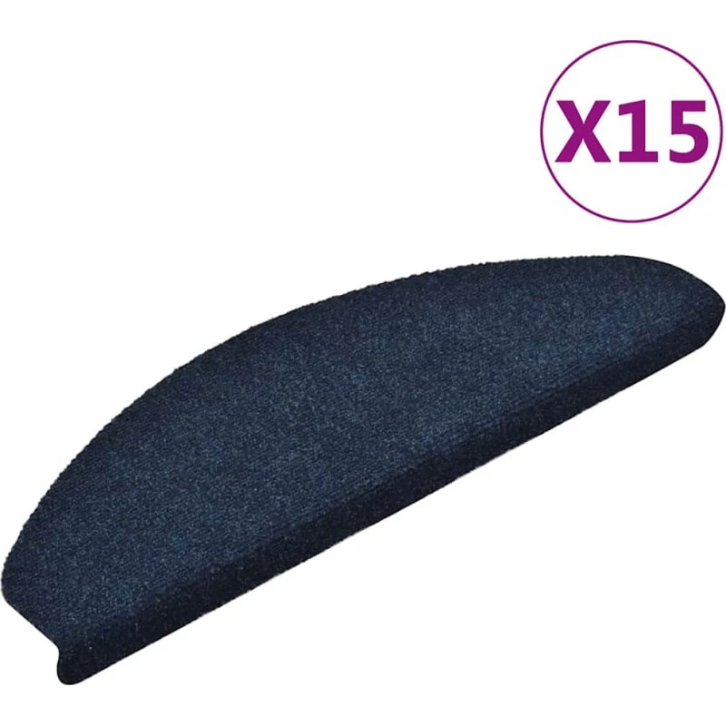 vidaXL selvklæbende trappemåtter 15 stk 65x21x4 cm marineblå