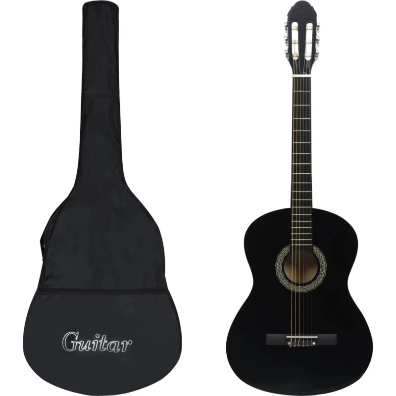vidaXL klassisk guitar 4/4 (39") med taske - sort