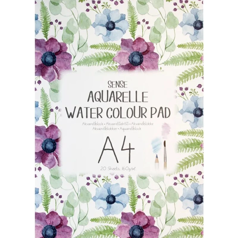 Sense Akvarelblok A4 160 g/m², 20 sider