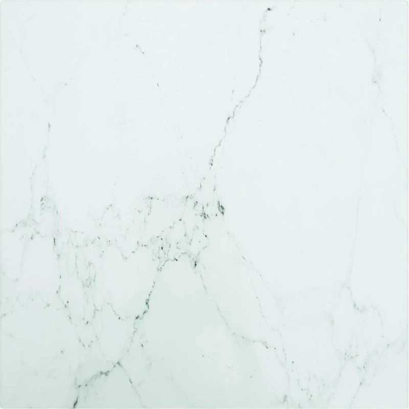 vidaXL bordplade hærdet glas 40x40 cm 6 mm – hvid marmormønster