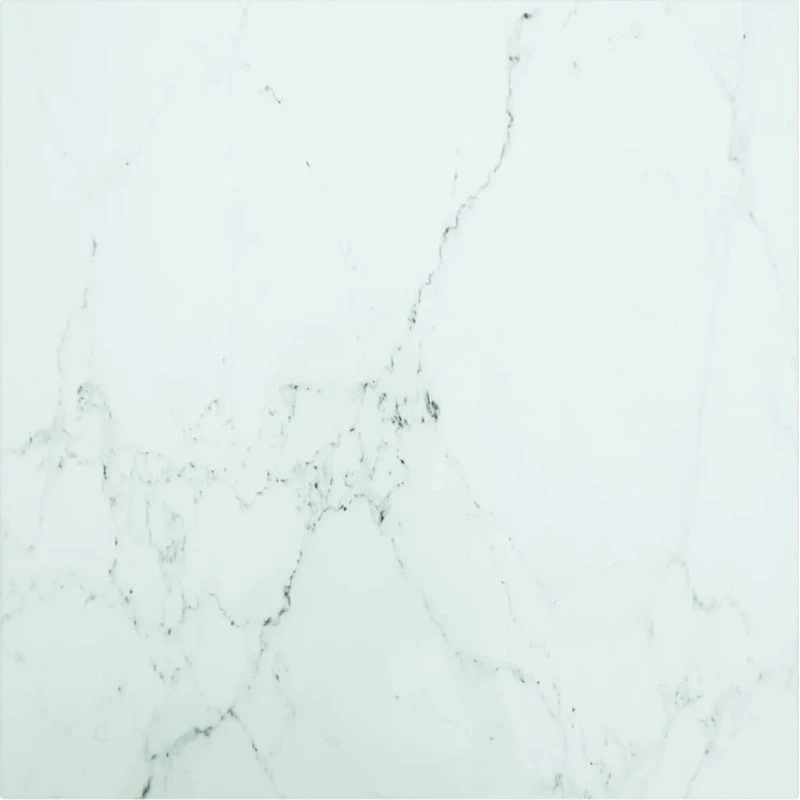 vidaXL bordplade 50x50 cm 6 mm hærdet glas marmor hvid