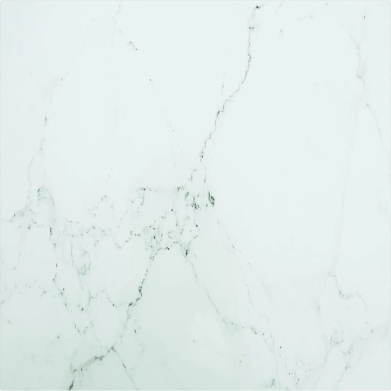 vidaXL bordplade 60x60 cm 6 mm hærdet glas marmor hvid