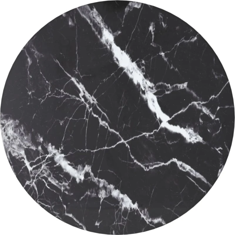vidaXL bordplade rund Ø30x0,8 cm hærdet glas marmor sort