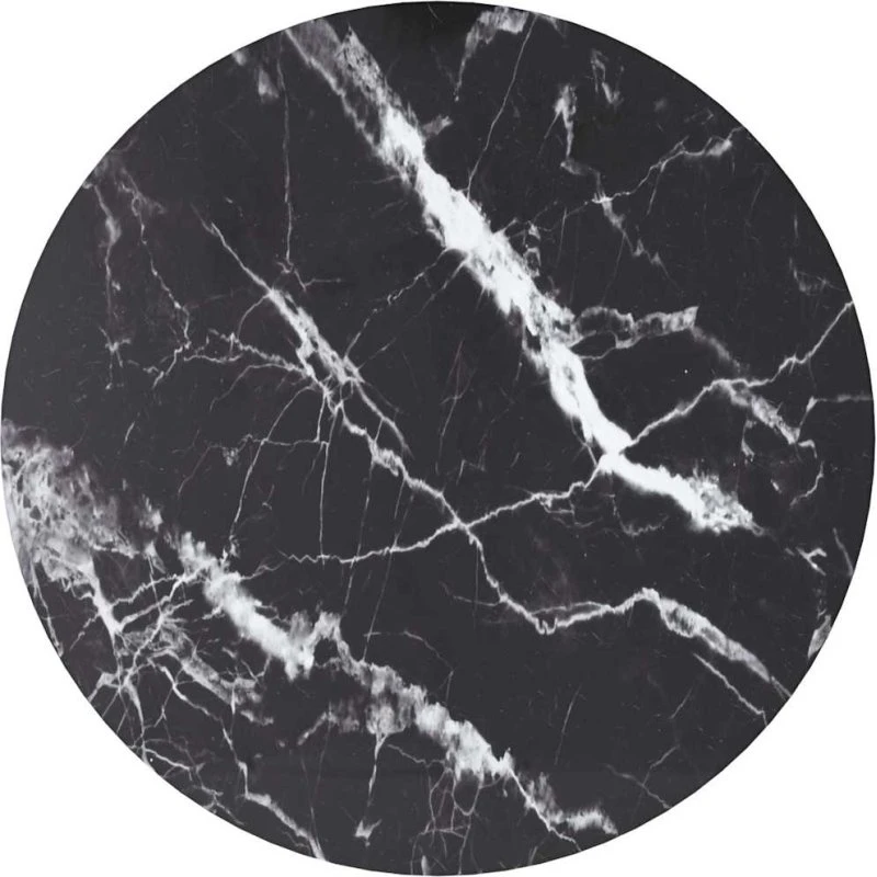 vidaXL rund bordplade Ø40x0,8 cm hærdet glas marmordesign, sort
