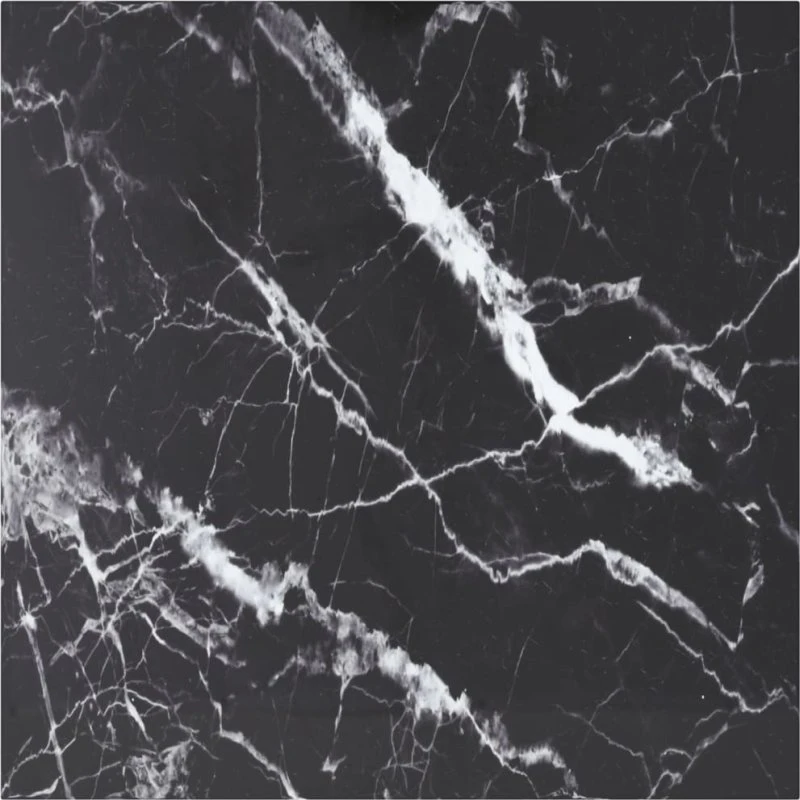 vidaXL bordplade 80x80 cm 6 mm hærdet glas med marmordesign, sort