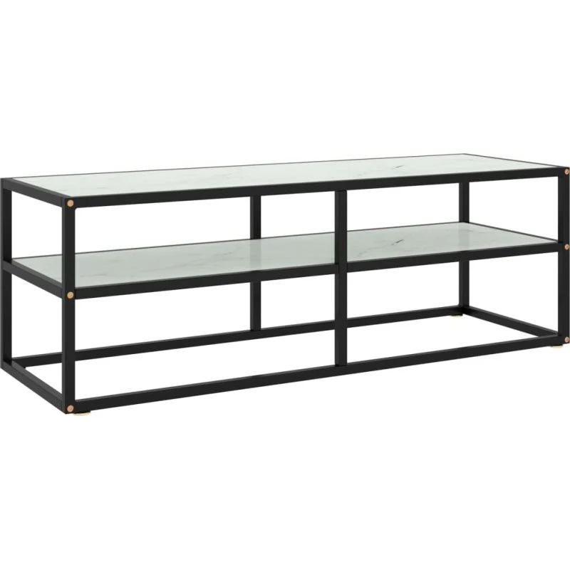 vidaXL TV-bord 120x40x40 cm - hærdet glas, sort/hvidt marmorglas
