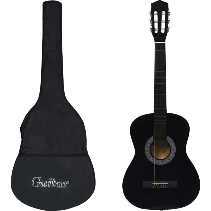 vidaXL klassisk 3/4 guitar 36" sort med taske