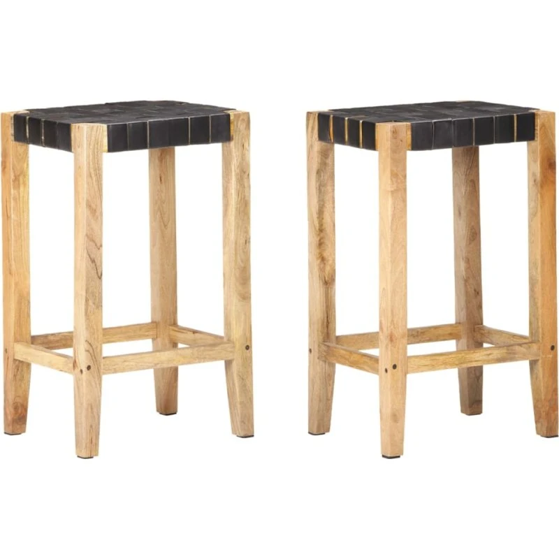 vidaXL barstole 2 stk. 75 cm ægte skind sort