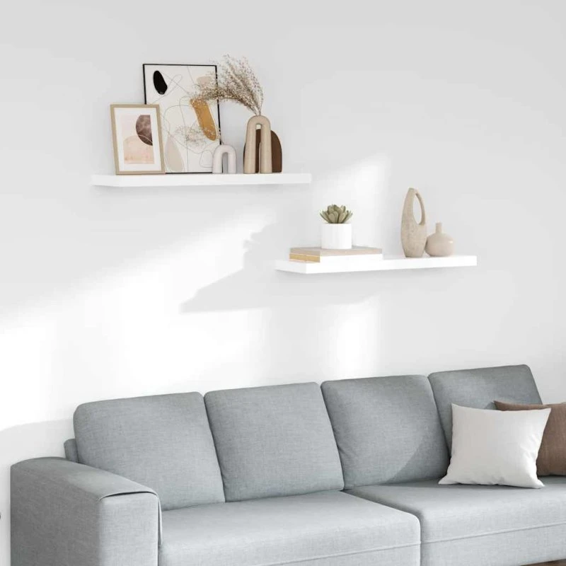 vidaXL væghylder 2 stk. 80x23,5x3,8 cm MDF hvid højglans