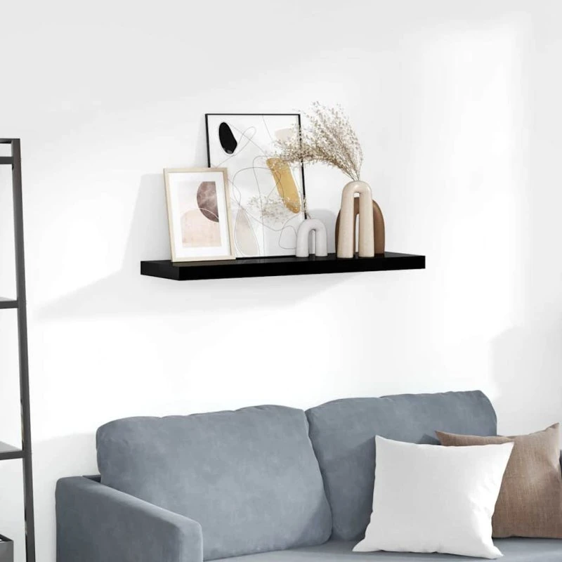 vidaXL væghylde 80x23,5x3,8 cm MDF sort højglans