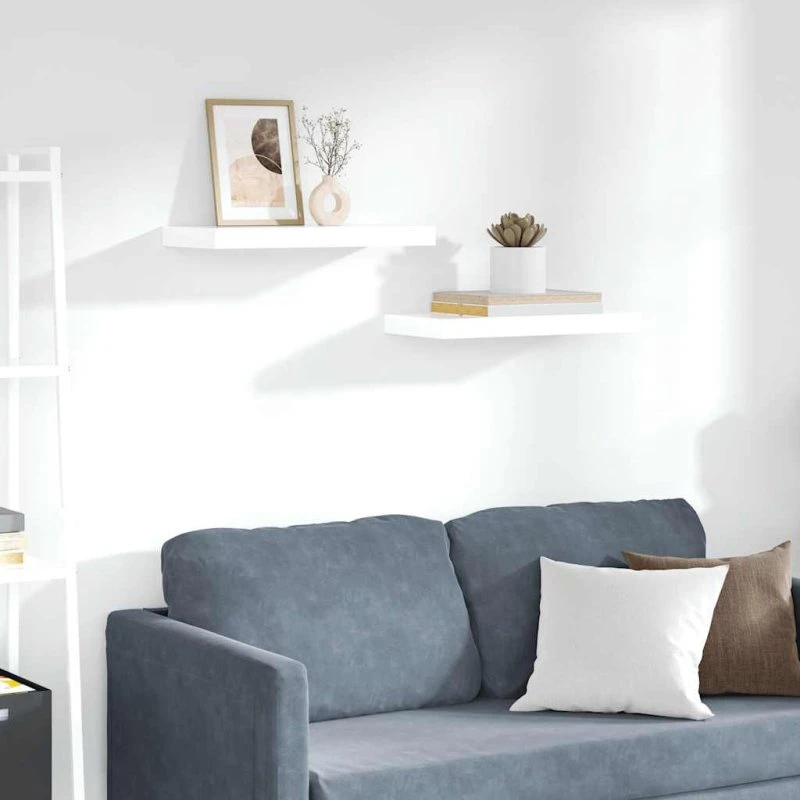 vidaXL væghylder 2 stk. 50x23x3,8 cm MDF hvid højglans