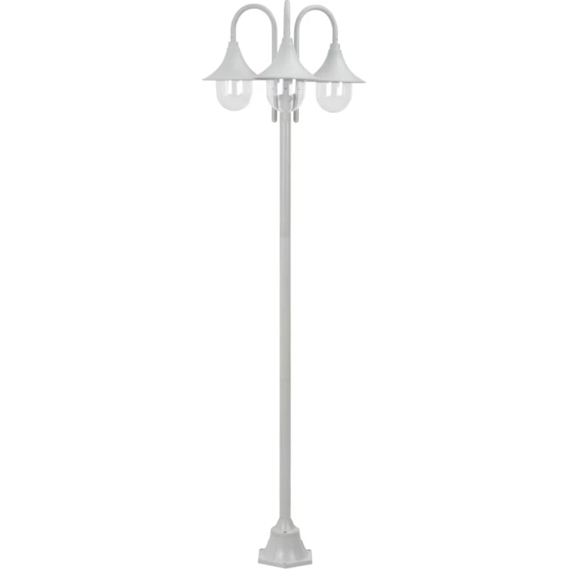 vidaXL havestolpelampe 220 cm 3 lanterner E27 hvid