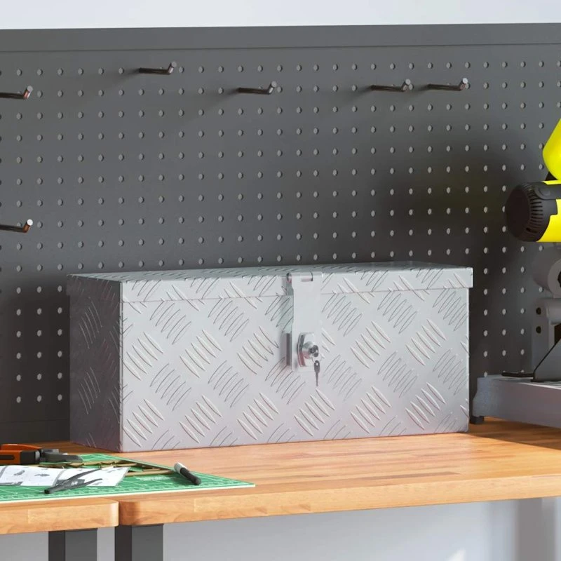 vidaXL aluminiumskasse 48,5 x 14 x 20 cm, sølv