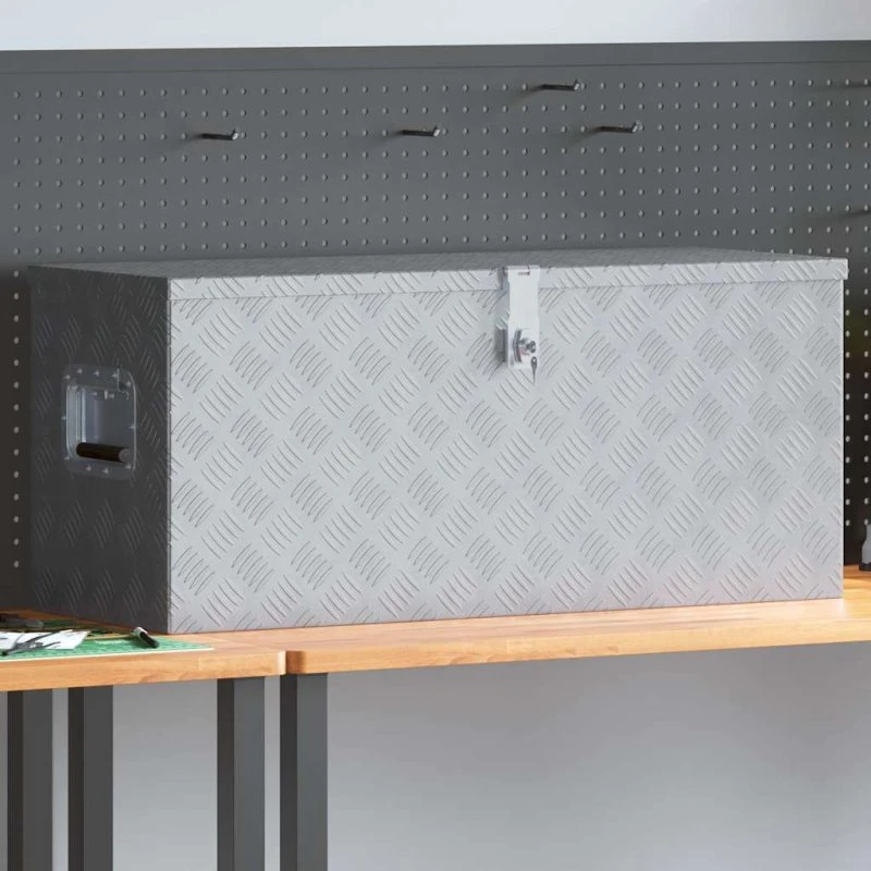 vidaXL aluminiumsboks 90,5x35x40 cm, sølv