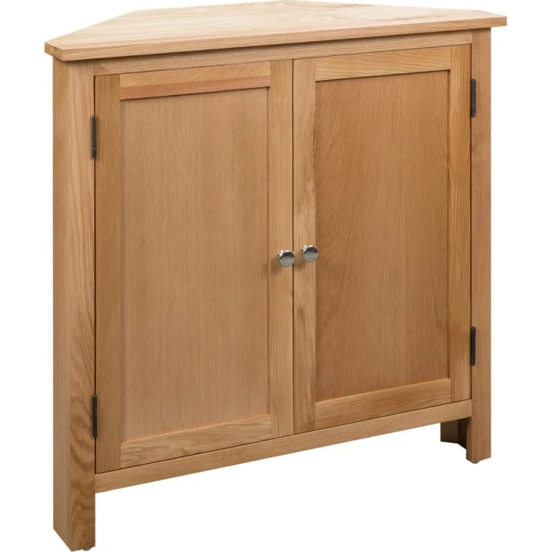 vidaXL hjørneskab 80x33,5x78 cm massivt egetræ, brun