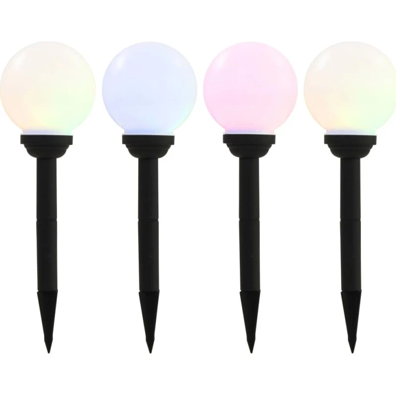 vidaXL LED-solcellelamper 4 stk. 15 cm rund RGB