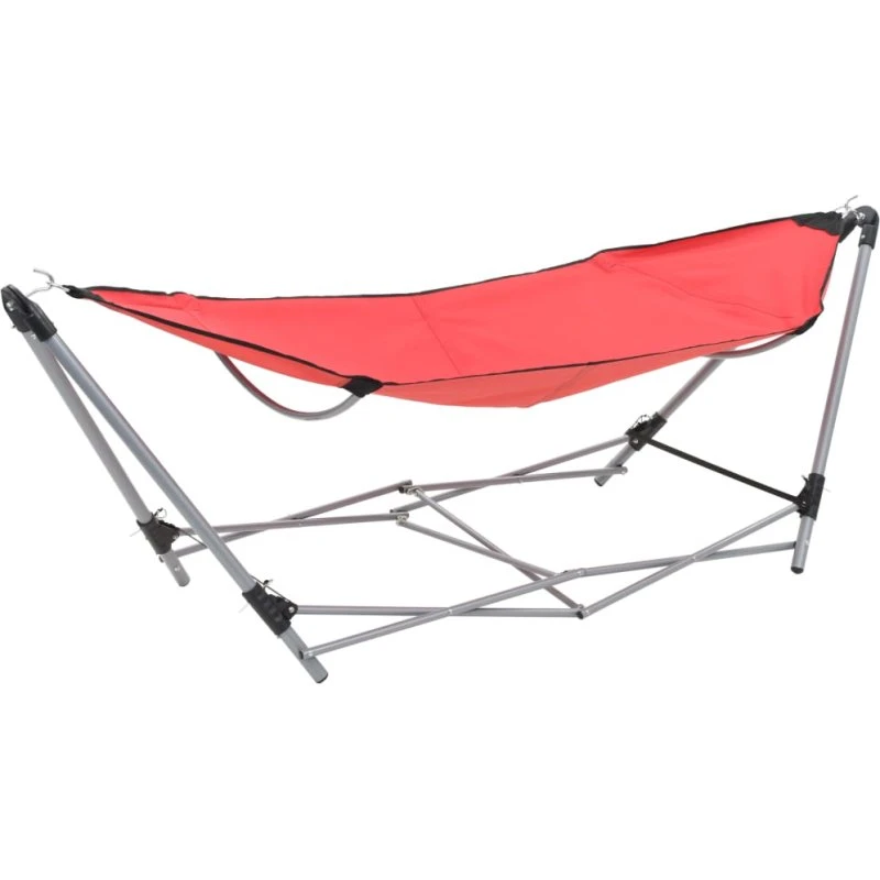 vidaXL hængekøje med foldbart stativ, rød