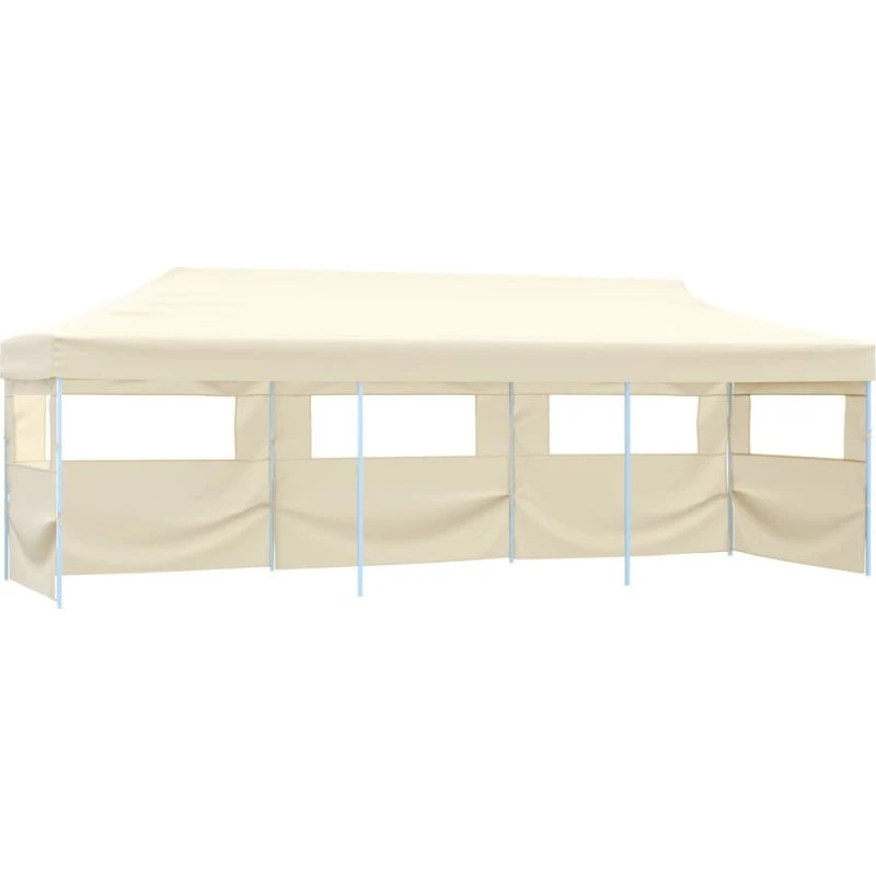 vidaXL pop-up festtelt 3x9 m foldbart med 5 sidevægge, creme