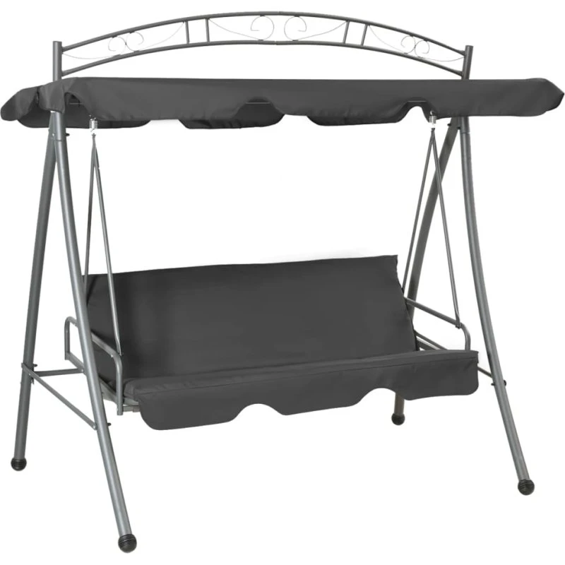 vidaXL konvertibel gyngesofa med baldakin 198x120x205 cm stål antracit