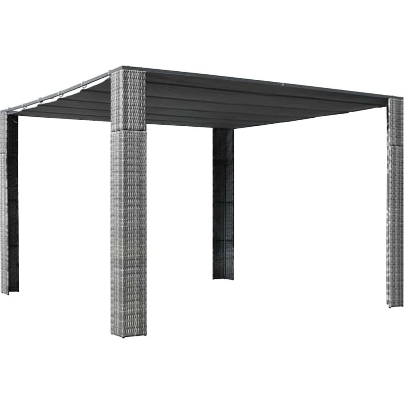 vidaXL pavillon med tag polyrattan 300x300x220 cm grå/antracit