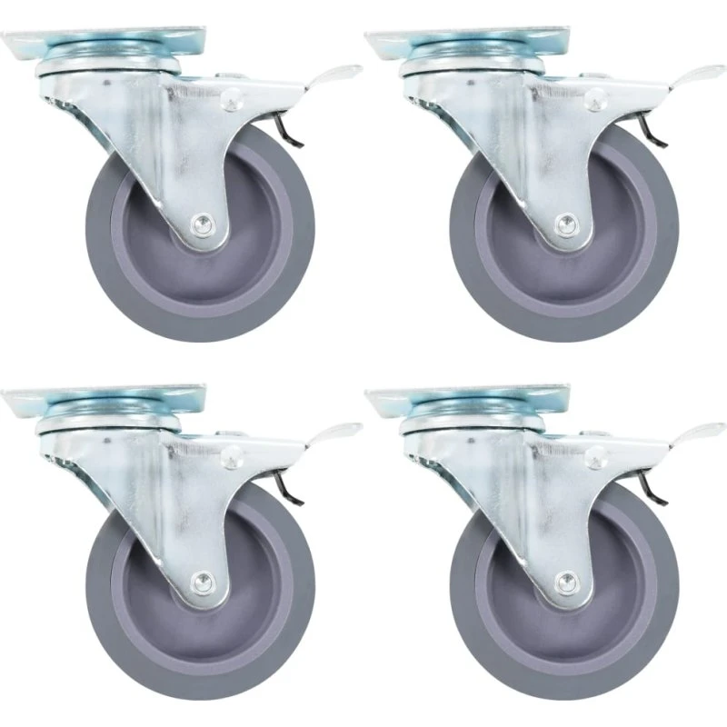 vidaXL drejehjul med dobbelte bremser, 4 stk. 75 mm