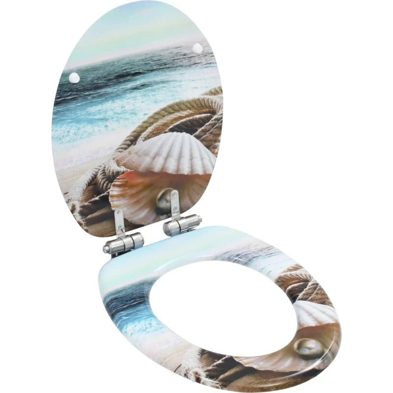 vidaXL toiletsæde MDF med soft-close og muslingeskalsdesign