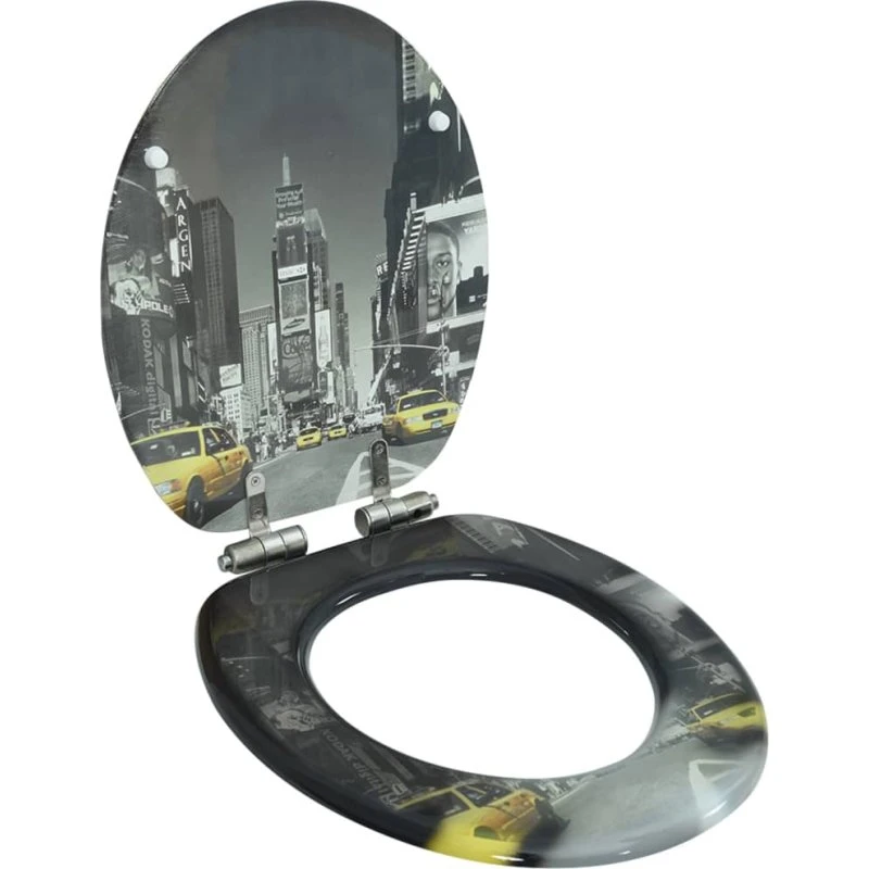 vidaXL toiletsæde MDF New York-design med soft close