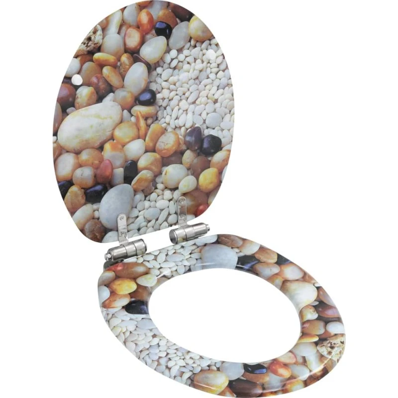 vidaXL toiletsæde MDF med soft-close låg, småstensdesign