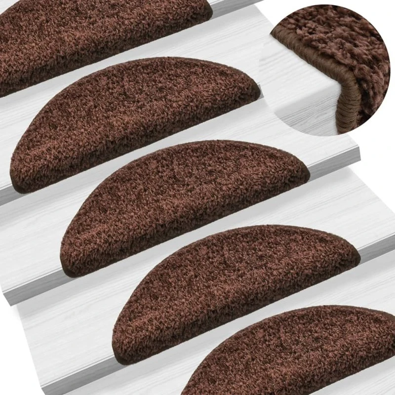 vidaXL trappemåtter 15 stk 56x17x3 cm brune, halvrunde