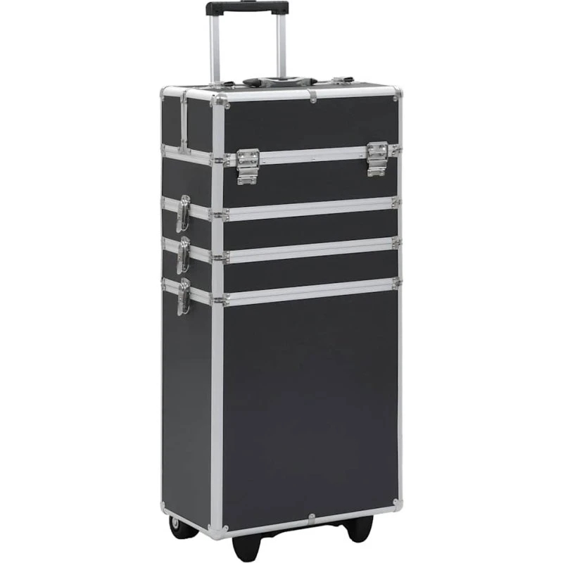 vidaXL makeupkuffert aluminium sort - 4 niveauer