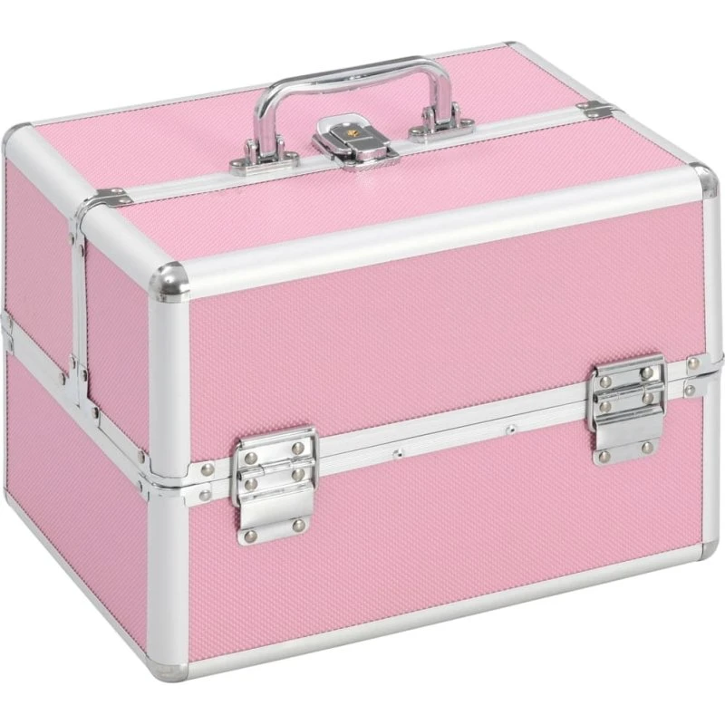 vidaXL makeupkuffert aluminium 22x30x21 cm pink