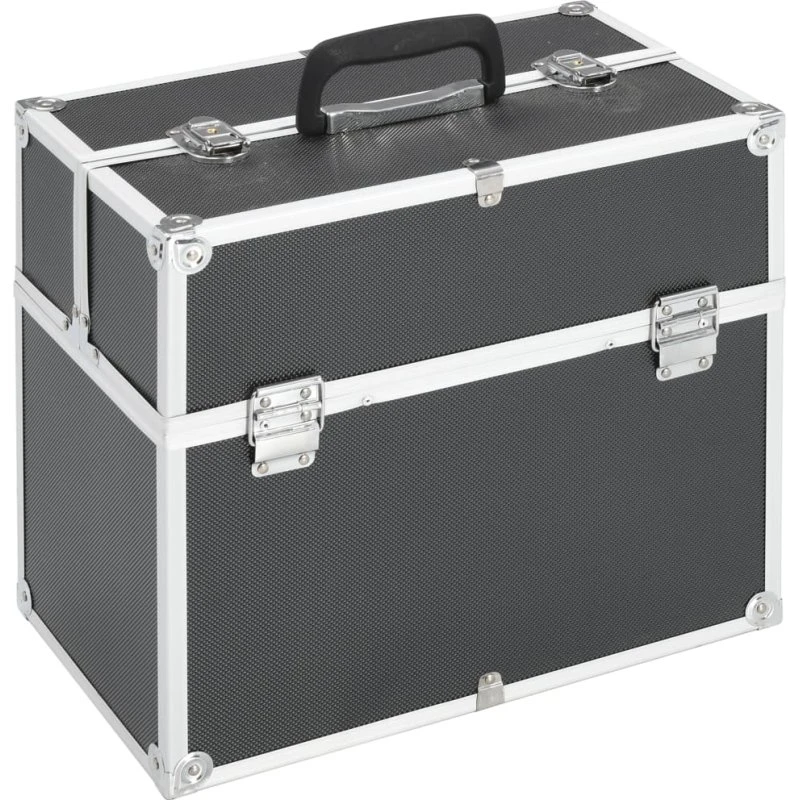 vidaXL makeupkuffert 38x23x34 cm - sort aluminium