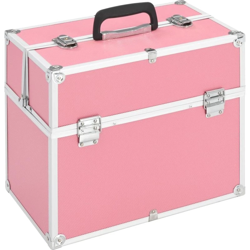 vidaXL makeupkuffert 38x23x34 cm pink aluminium