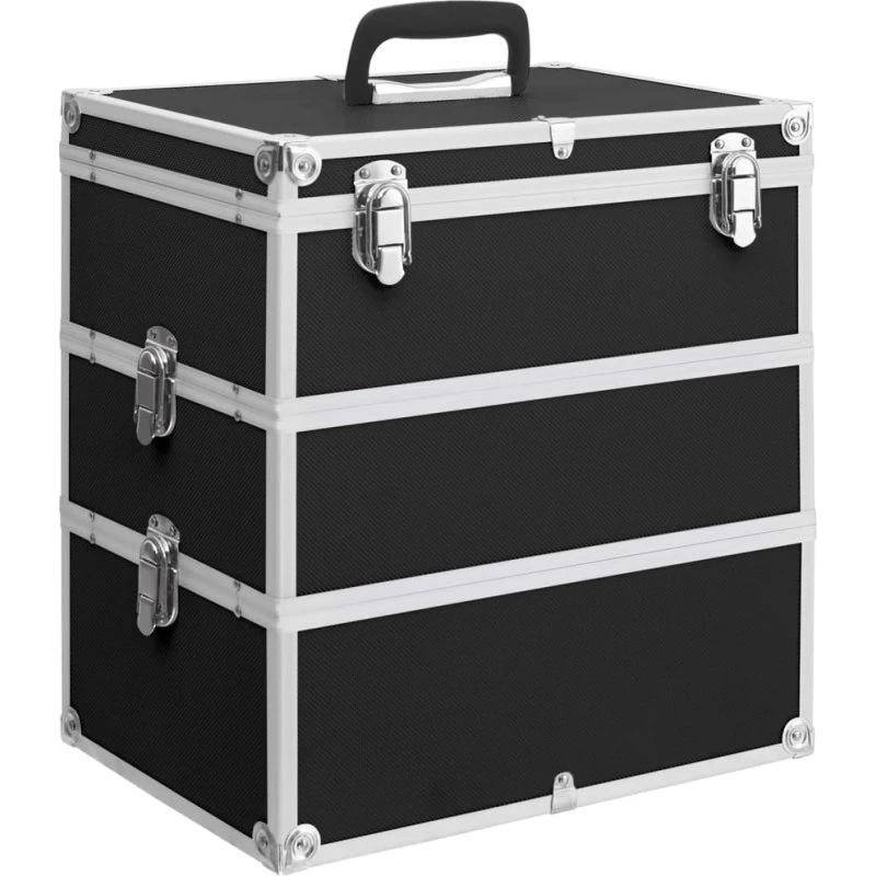 vidaXL makeupkuffert 37x24x40 cm sort aluminium