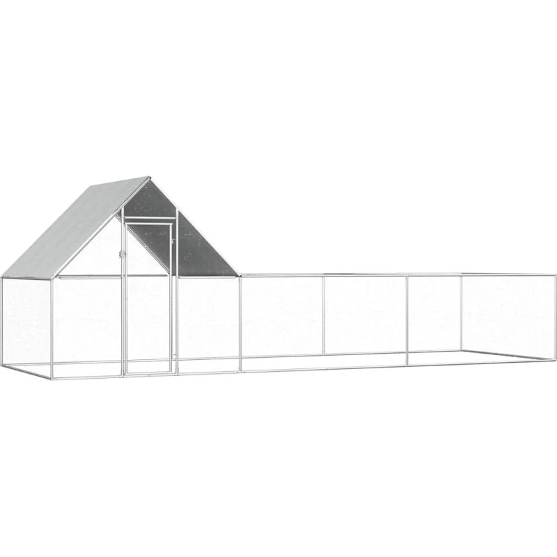 vidaXL hønsegård 6x2x2 m galvaniseret stål, sølvmat