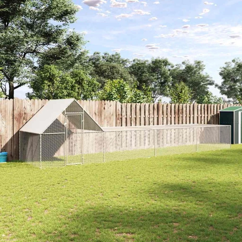 vidaXL Hønsegård 8x2x2 m galvaniseret stål, sølv