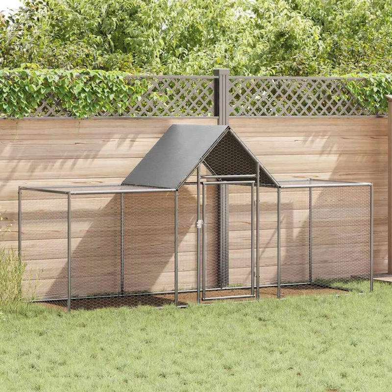 vidaXL hønsegård 3x1x1,5 m galvaniseret stål sølvmat