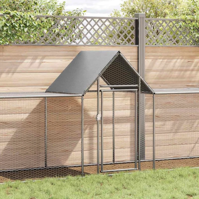 vidaXL hønsegård 9×1×1,5 m galvaniseret stål (sølv)