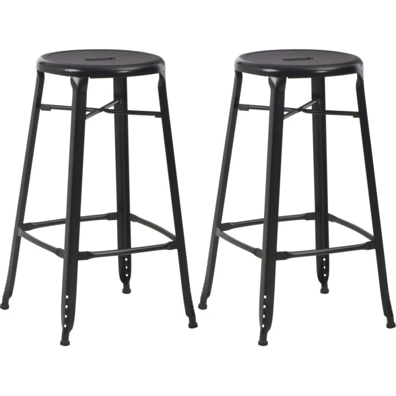 vidaXL barstole 2 stk. pulverlakeret stål, sort